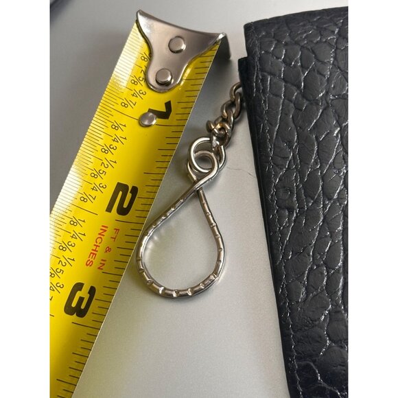 Carlos Falchi Black Croc-Embossed Leather Keychain Wallet With Snap Closure - Picture 8 of 12